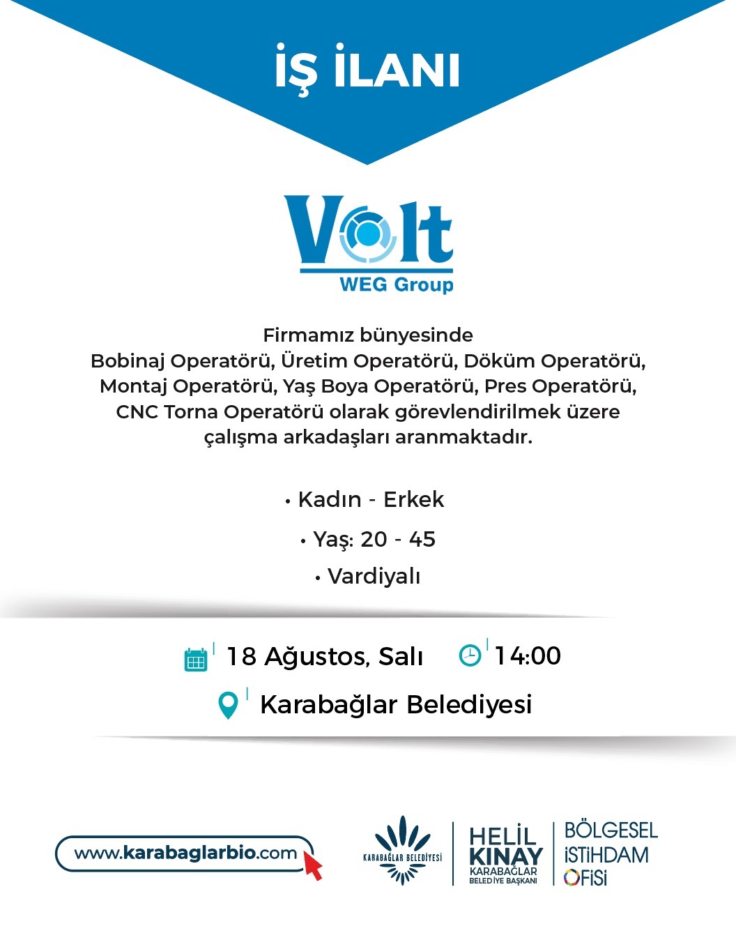 Volt WEG Group - 18 AĞUSTOS 14:00 TOPLU İŞ GÖRÜŞMESİ  