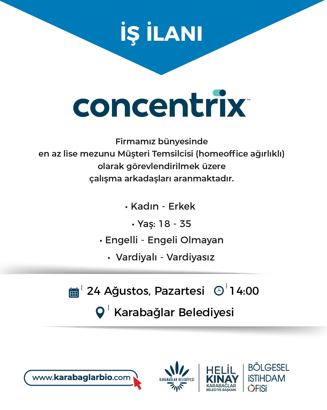 Concentrix - 24 AĞUSTOS 14:00 TOPLU İŞ GÖRÜŞMESİ  