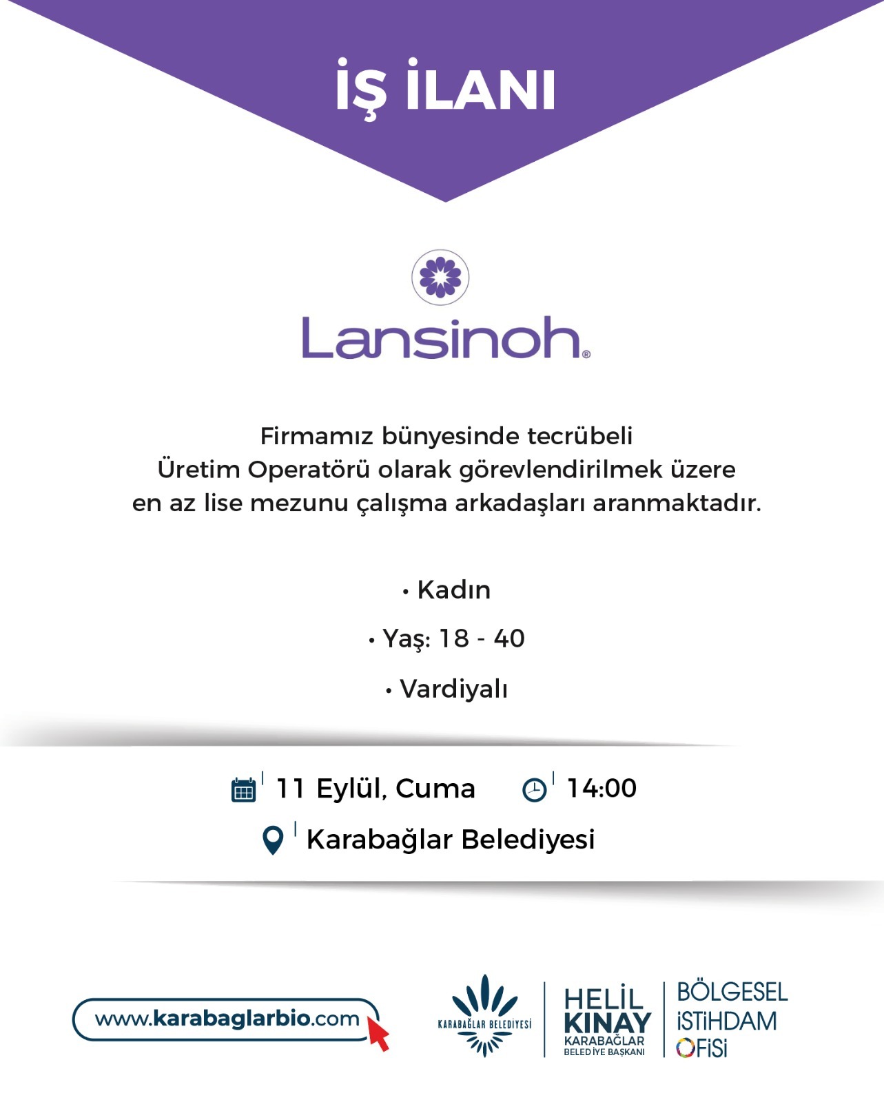 Lansinoh firmasI - 11 EYLÜL 14:00 TOPLU İŞ GÖRÜŞMESİ 