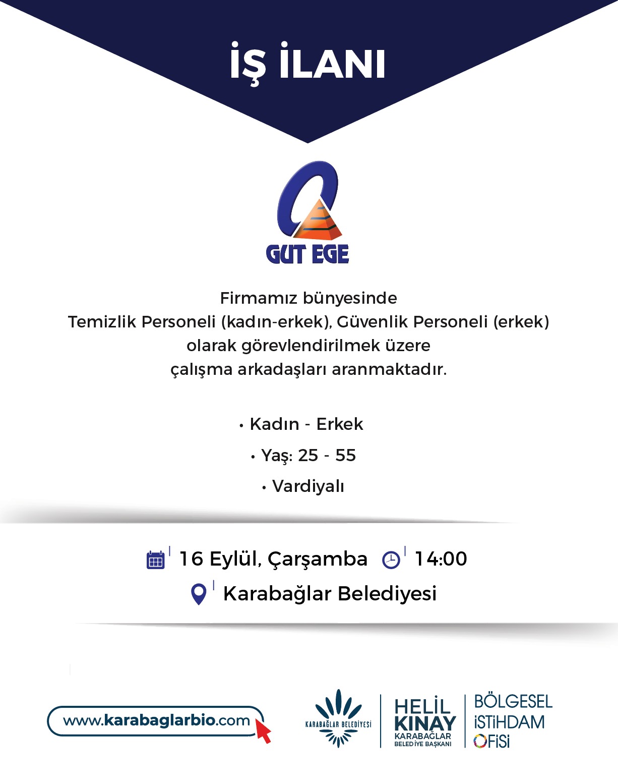 GUT Ege Firması - 16 EYLÜL 14:00 TOPLU İŞ GÖRÜŞMESİ  